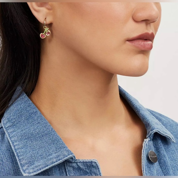 Coach Cherry Charm Huggie Earrings - New ๐ - Picture 4 of 6